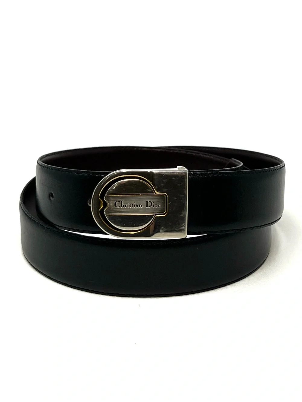 Vintage Christian Dior Reversible Men’s Belt Size 34 Black/Brown Leather VTG